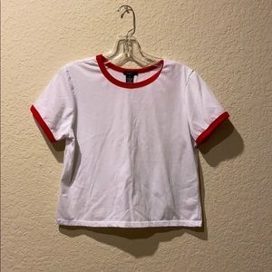 Red and white crop top
